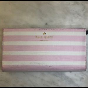 Kate Spade Pink and White Striped Wallet